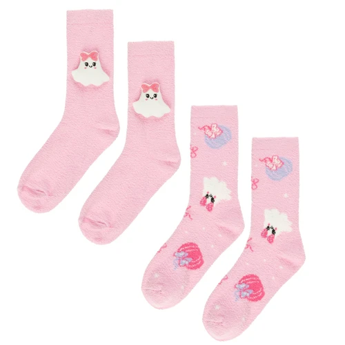 Kids Ghost Cosy Socks 2pk