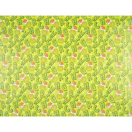 Grinch Christmas Wrapping Paper 6m - Green
