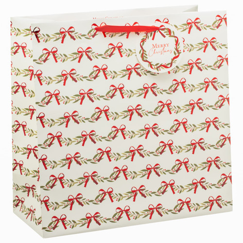 Wide Base Christmas Gift Bag - Bows