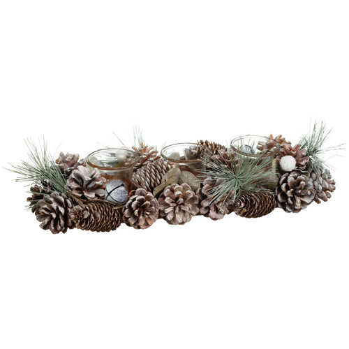 Traditional Christmas 3 Tea Light Holder - Frosty