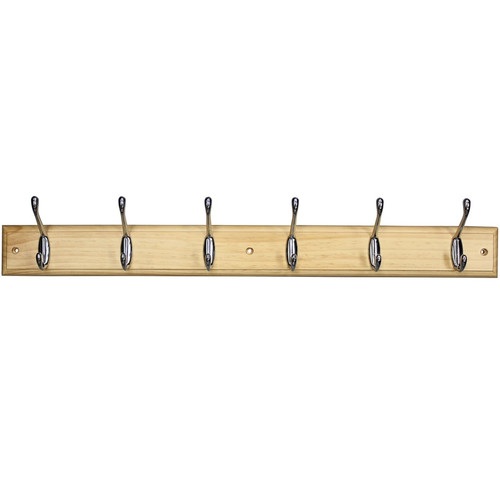 Pine & Chrome 6 x Double Hook Rail