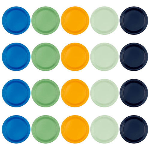 Round Coloured Party Plates 20pk - Boys