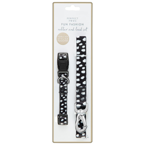 Black Padded Nylon Collar & Lead Set - Medium