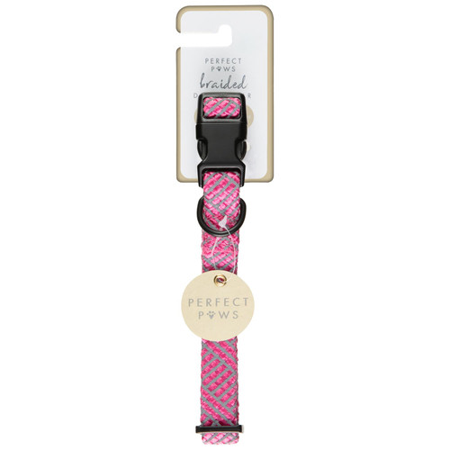 Large Reflective Braided Collar - Pink