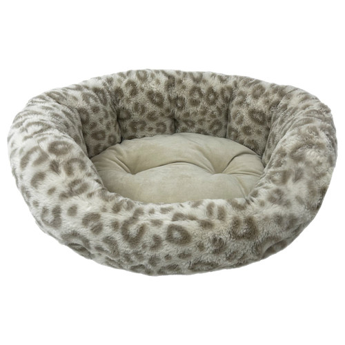 Oval Leopard Print Pet Bed