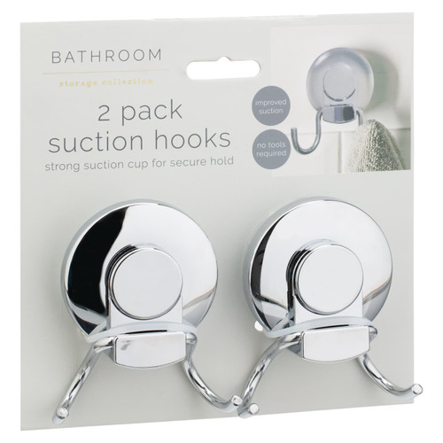 Chrome Suction Hooks 2pk