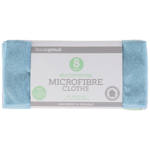 Houseproud Multipurpose Microfibre Cloths 8pk