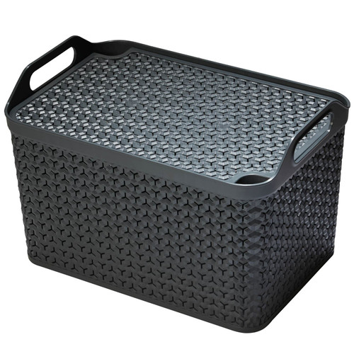 Medium Urban Basket with Lid - Recycled Charcoal