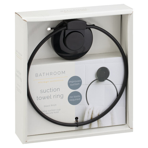 Black Suction Towel Ring
