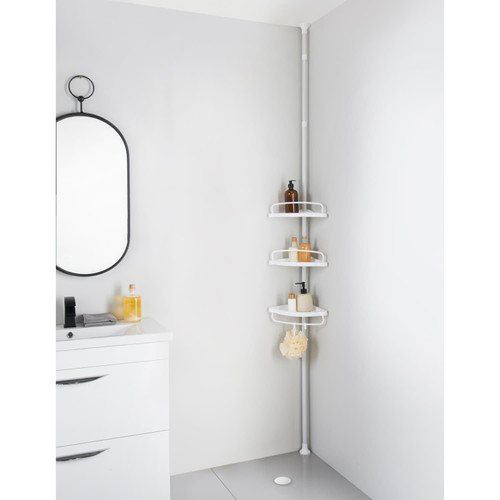 Simply Everyday 3 Tier Corner Tension Shelf - White