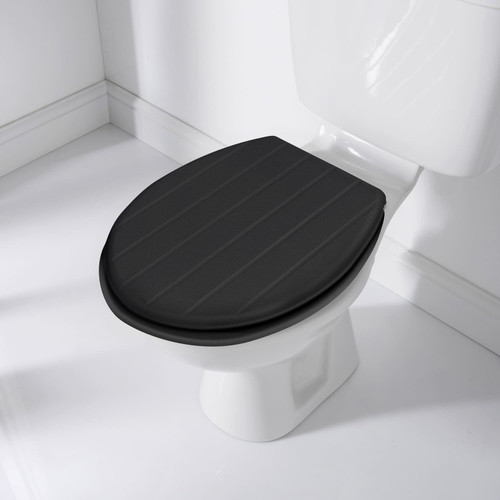 Tongue & Groove Toilet Seat - Black