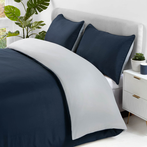 Simply Reversible Navy - Grey King Duvet Set