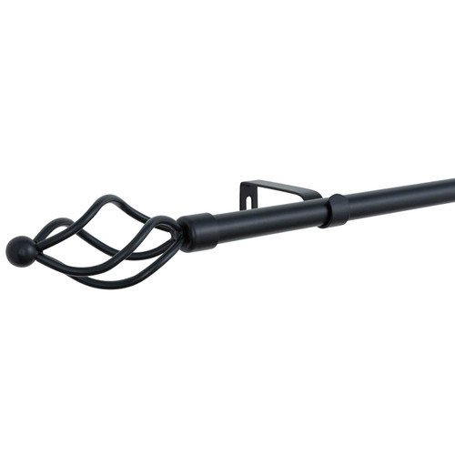 Small Black Twist Curtain Pole 122-213cm