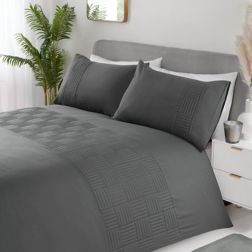 Simply Everyday Pinsonic King Duvet Set - Charcoal