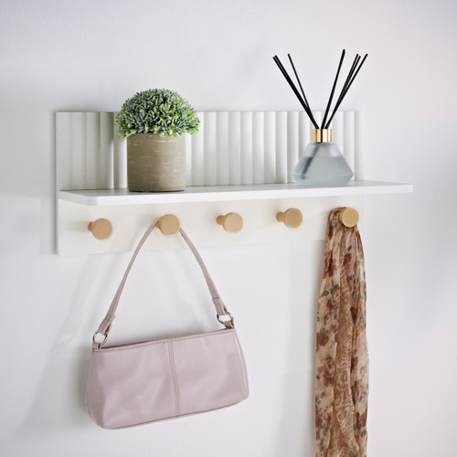Ribbed Wall Shelf Wth Hooks