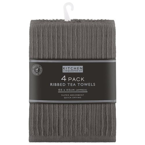 Ribbed Tea Towels 3pk - Grey