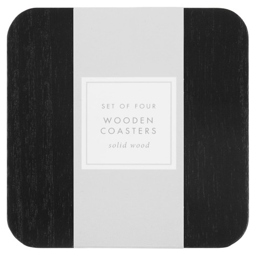Black Wooden Coasters 4pk