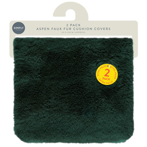 Simply Everyday Aspen Faux Fur Cushion Covers 2pk - Dark Green