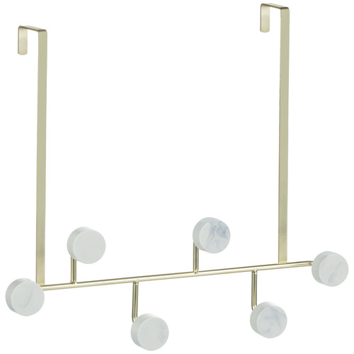 Organisation Essentials 6 Overdoor Hooks - Marble & Gold