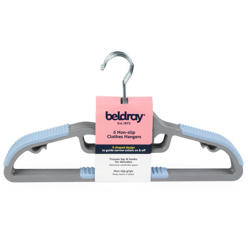 Beldray Non-Slip Clothes Hangers 6pk - Blue