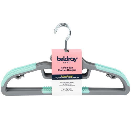 Beldray Non-Slip Hangers 6pk - Aqua