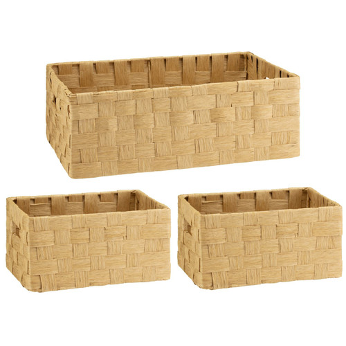 Caen Set Of 3 Paper Rope Baskets - Natural