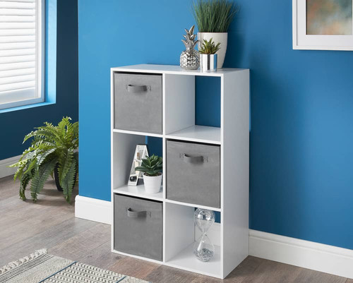 Simply 6 Cube Basket Storage Shelf - White
