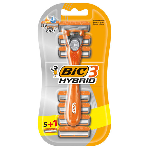 BIC 3 Hybrid Men's Razor Kit - 1 Handle & 6 Blades
