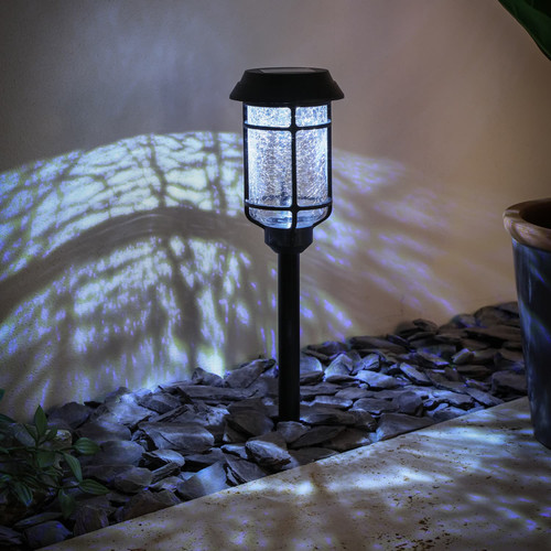 Solar Powered Crackle Glass Post Light