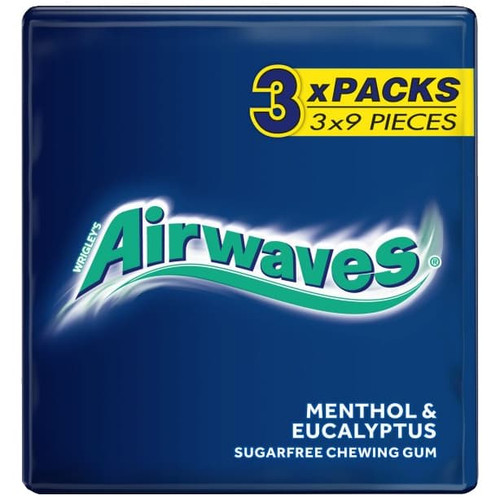 Wrigley's Extra Airwaves Chewing Gum - Menthol & Eucalyptus 3pk