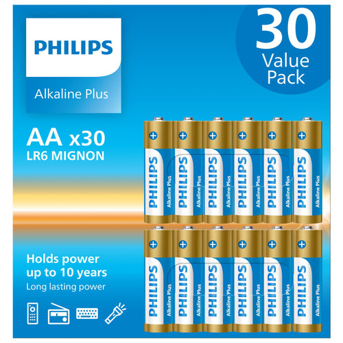 Philips AA Alkaline Plus Batteries 30pk