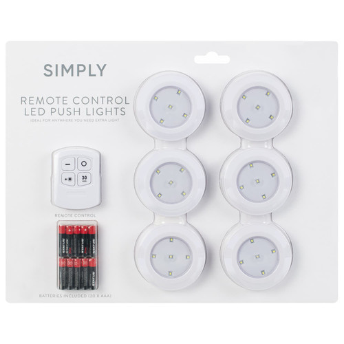 Simply Remote Control LED Push Lights 6pk