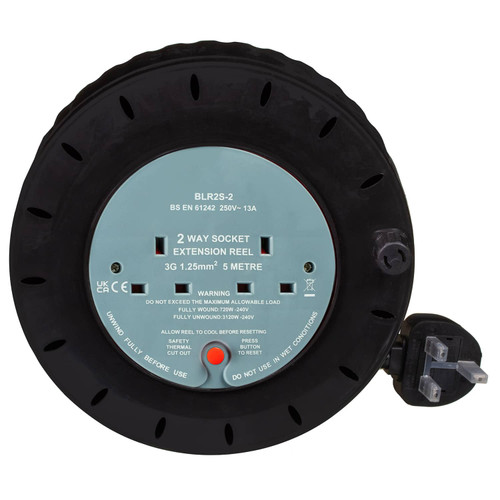 Simply 2 Way Socket Extension Reel 5m