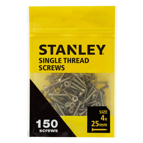 Stanley Single Thread Screws 150pk 4 x 25mm