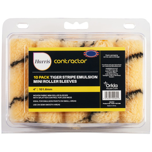 Harris Contractor Tiger Stripe Emulsion Mini Roller Sleeves 10pk