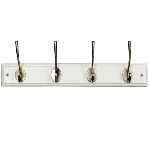 Antique Cream & Brass 4 x Double Hook Rail
