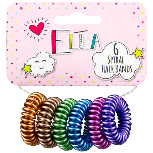 Ella Hair Spiral Hair Bands 6pk - Pinks & Blues