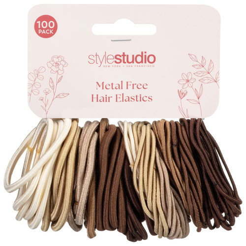 Metal Free Hair Elastics 100pk - Multicolour