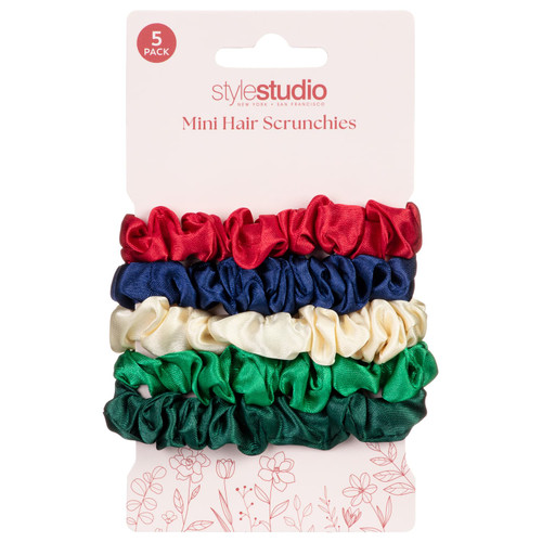 Style Studio Mini Hair Scrunchies 5pk - Brown