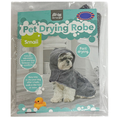 Small Pet Drying Robe - Grey