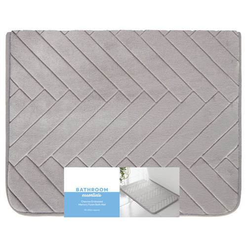 Bathroom Essentials Chevron Embossed Memory Foam Bath Mat