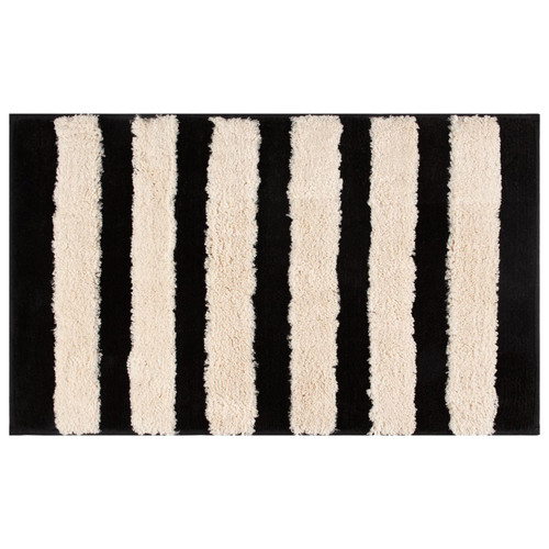 Natural Edit Striped Bath Mat - Black & White
