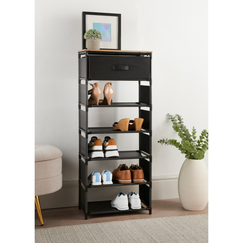 Spaceways 5 Tier Shoe Rack With Drawer