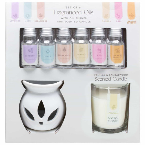 Oil Burner, Essential Oils & Candle Set 8pc