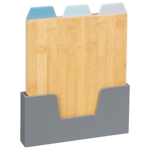 3 Piece Chopping Board Set with Tabs & Holder