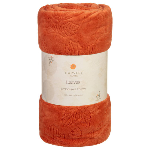 Harvest Home Leaves Embossed Throw