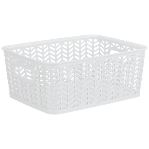 Medium Chevron Plastic Basket - White