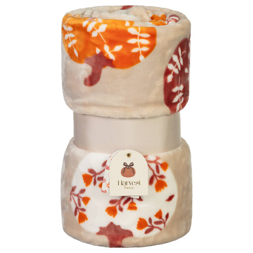 Harvest Pumpkins & Bows Printed Fleece Throw