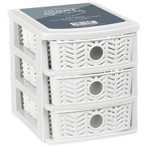 3 Drawer Chevron Organiser - White