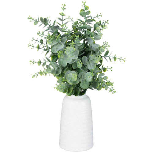 Eucalyptus in a Ribbed Ceramic Vase